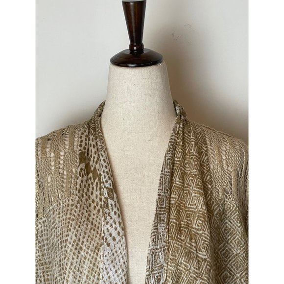 Unworn!! Chico's Metallic Patchwork Lightweight Linen Open Jacket Size M - Picture 6 of 12